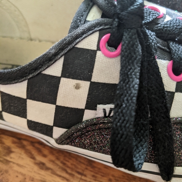Vans Kids Glitter/Black & White Checkered Sneakers - Picture 5 of 9